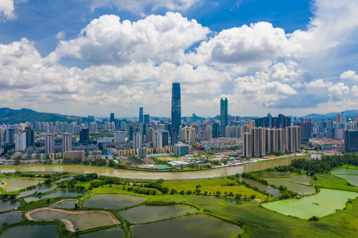 An aerial view of Shenzhen Central Business District. Schools can choose to focus on the Greater Bay Area during the new mandatory trip to mainland China for all local secondary students. Photo: Shutterstock