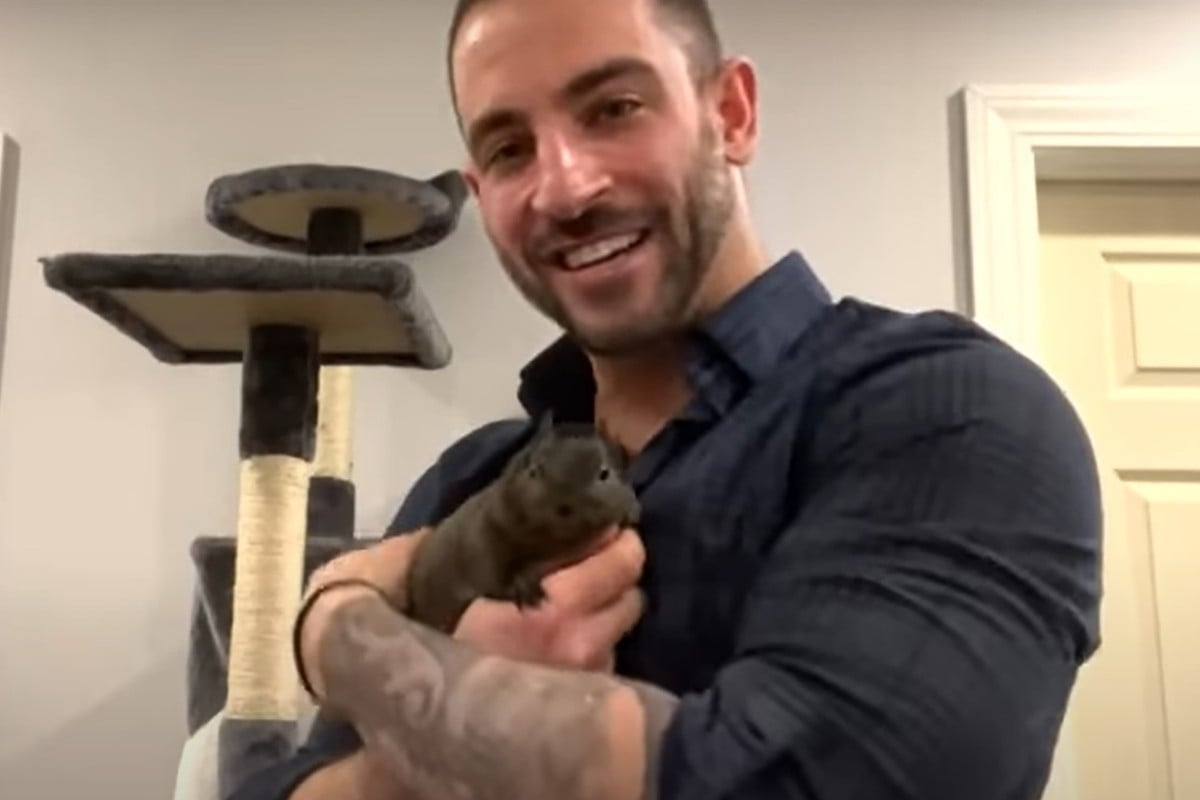 Mark Longo and Peanut the squirrel have an unbreakable bond after he rescued the orphaned animal off the streets of New York. Photo: Captured from YouTube