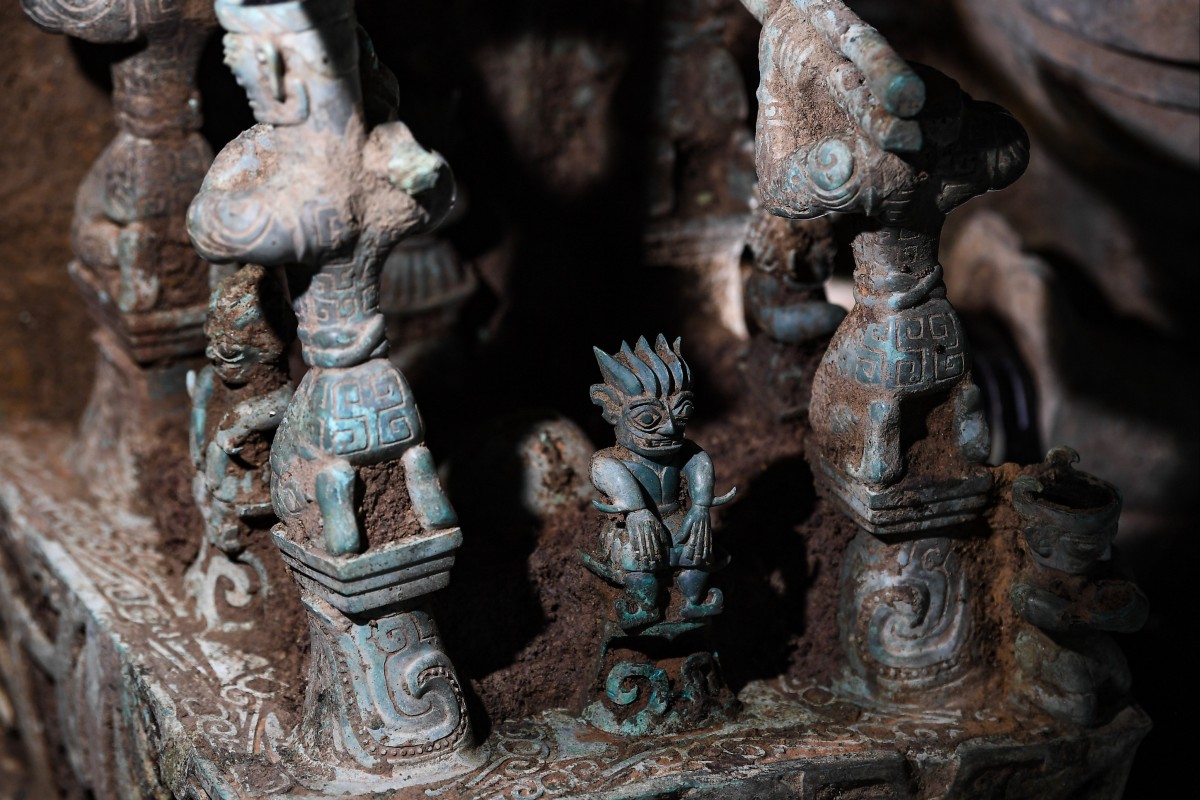Among the outstanding finds from the Sanxingdui Ruins site is a bronze altar excavated from one of the sacrificial pits. Photo: Xinhua