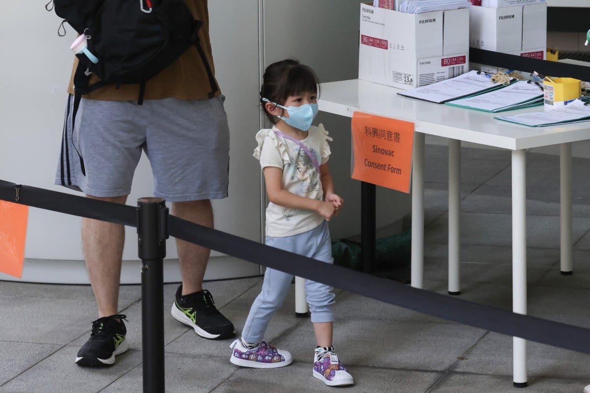 The government will allow parents to present the child’s vaccination QR code on paper or as a photo saved on a mobile phone. Photo: Jonathan Wong