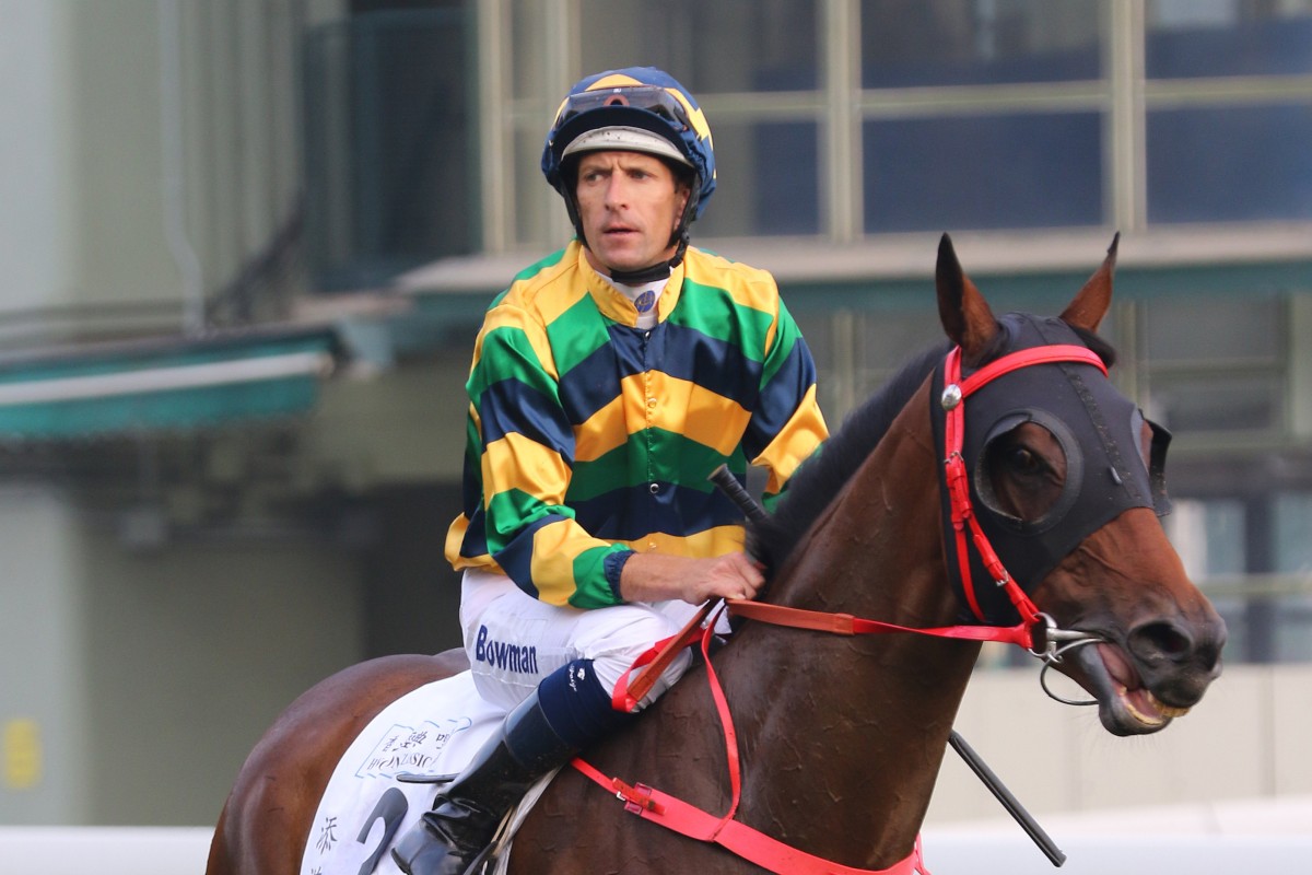 Hugh Bowman after winning the 2019 Classic Mile aboard Furore. Photos: Kenneth Chan