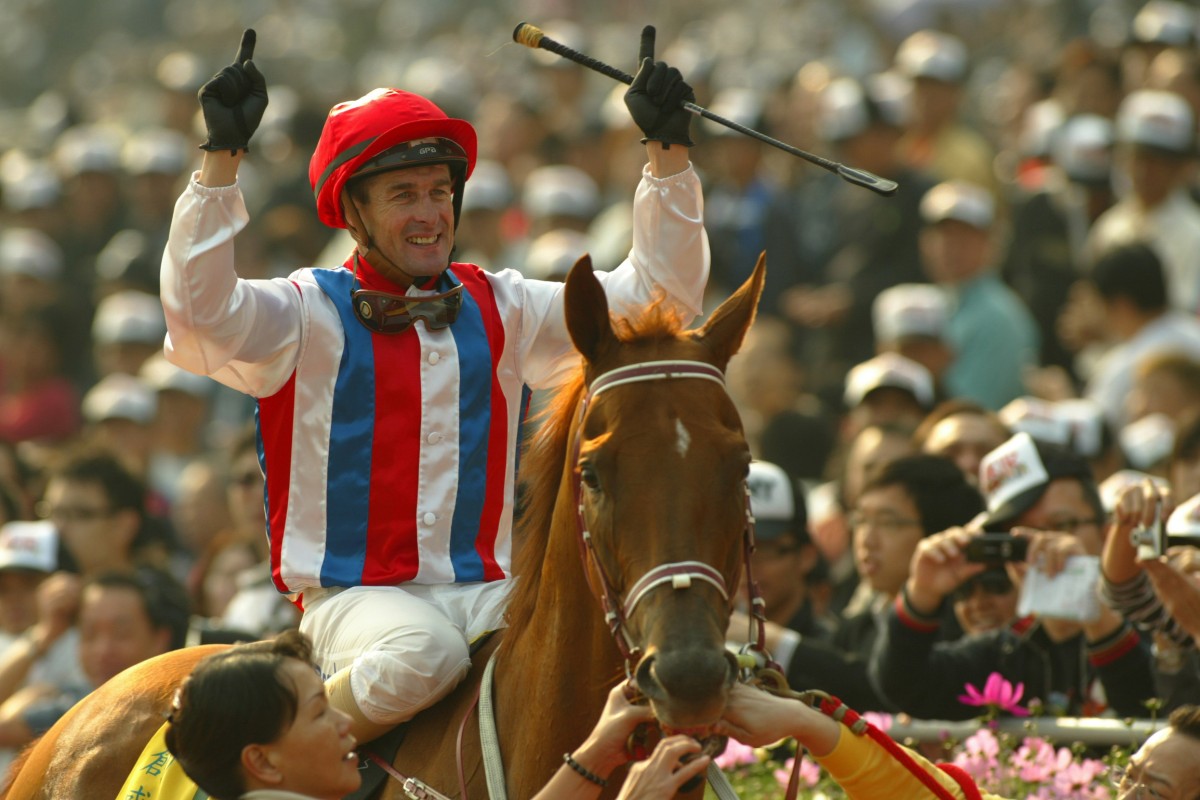 A jubilant Darren Beadman and Inspiration return after shocking their rivals in the 2008 Hong Kong Sprint. Photos: Kenneth Chan