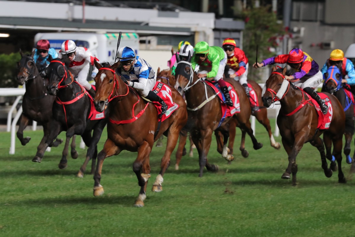 Nordic Dragon makes it two from two and complete Vincent Ho’s Happy Valley treble on Wednesday night. Photos: Kenneth Chan