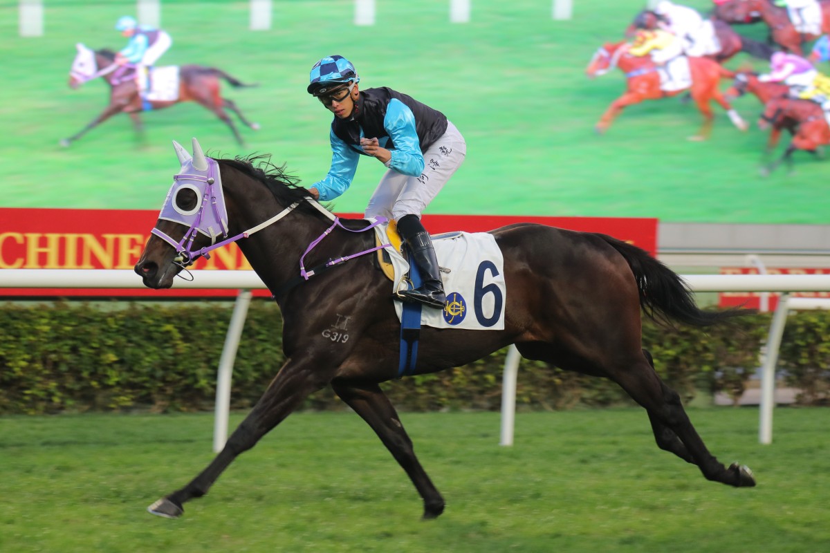 Super Sunny Sing puts a gap on his Class Three Great Profits Handicap (1,600m) opponents under Vincent Ho at Sha Tin on Tuesday. Photo: Kenneth Chan