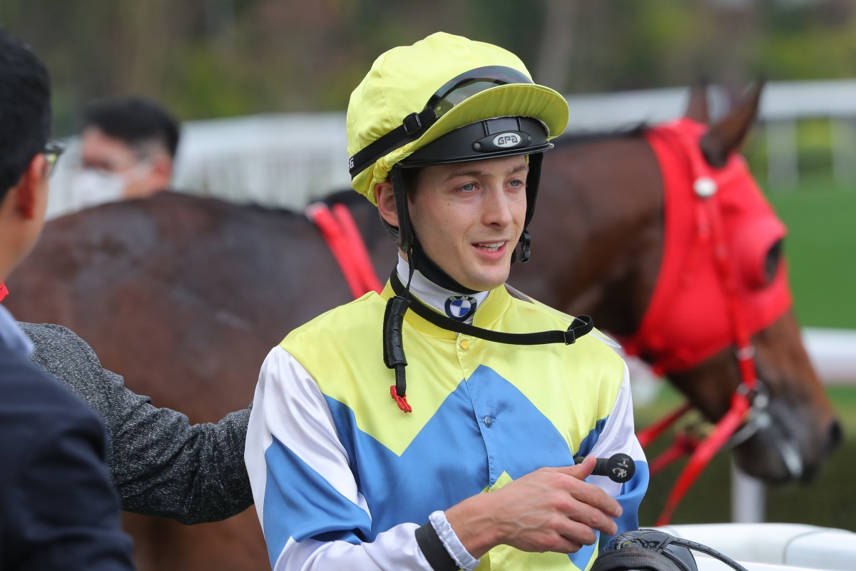Harry Bentley smiles following Flying Dragon’s win at Sha Tin on February 12. Photo: Kenneth Chan