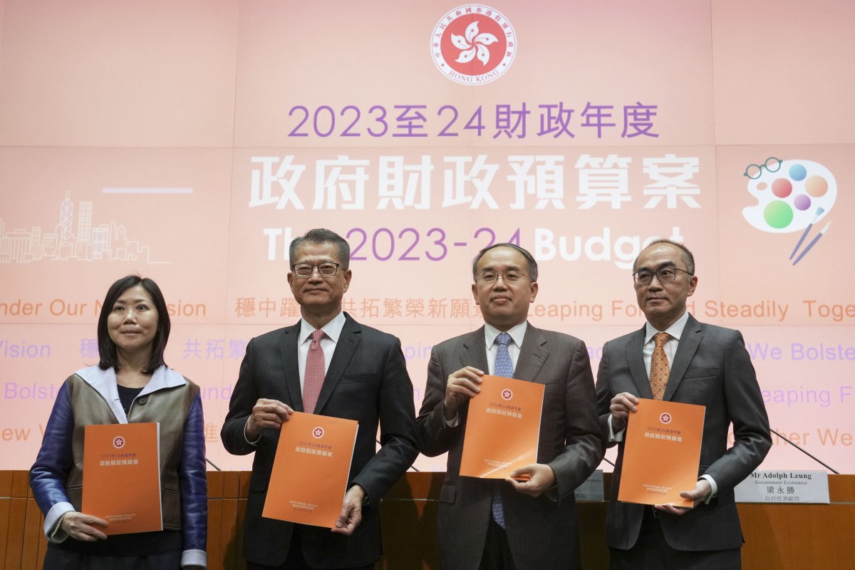Financial Secretary Paul Chan’s (second from left) financial blueprint includes increasing the tobacco duty. Photo: Elson Li