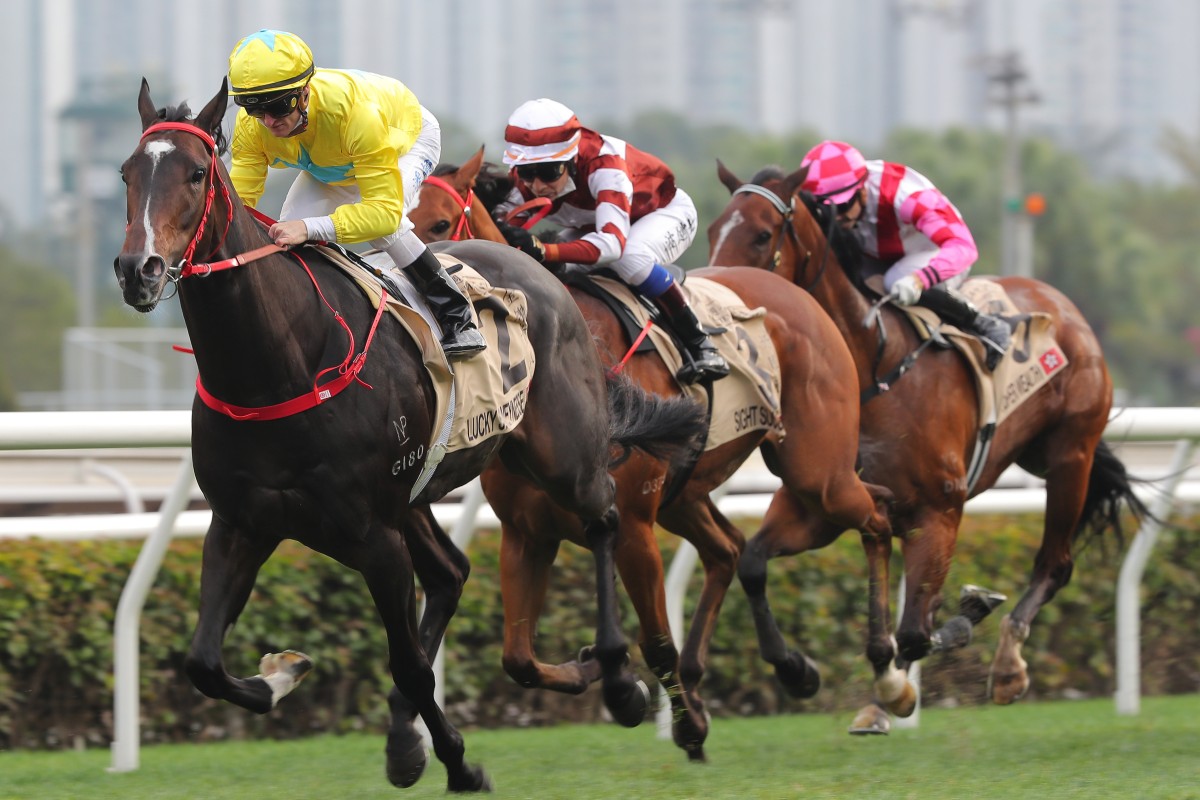 Lucky Sweynesse wins last month’s Centenary Sprint Cup. Photos: Kenneth Chan