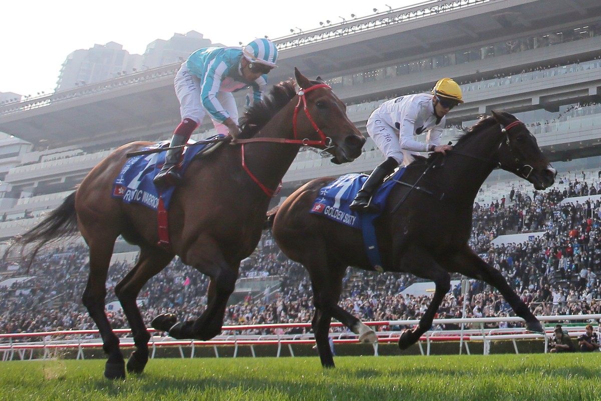Golden Sixty (right) and Romantic Warrior will lead the local charge on Champions Day later this month. Photo: Kenneth Chan