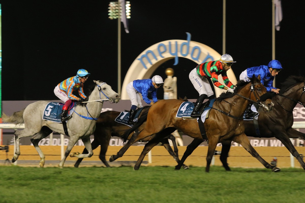 Russian Emperor (number four) finishes eighth in the Group One Dubai Sheema Classic (2,410m) in March. Photos: Kenneth Chan