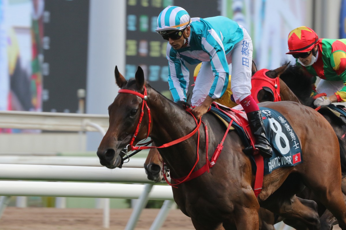 Romantic Warrior wins the 2022 Group One QE II Cup at Sha Tin. Photo: Kenneth Chan