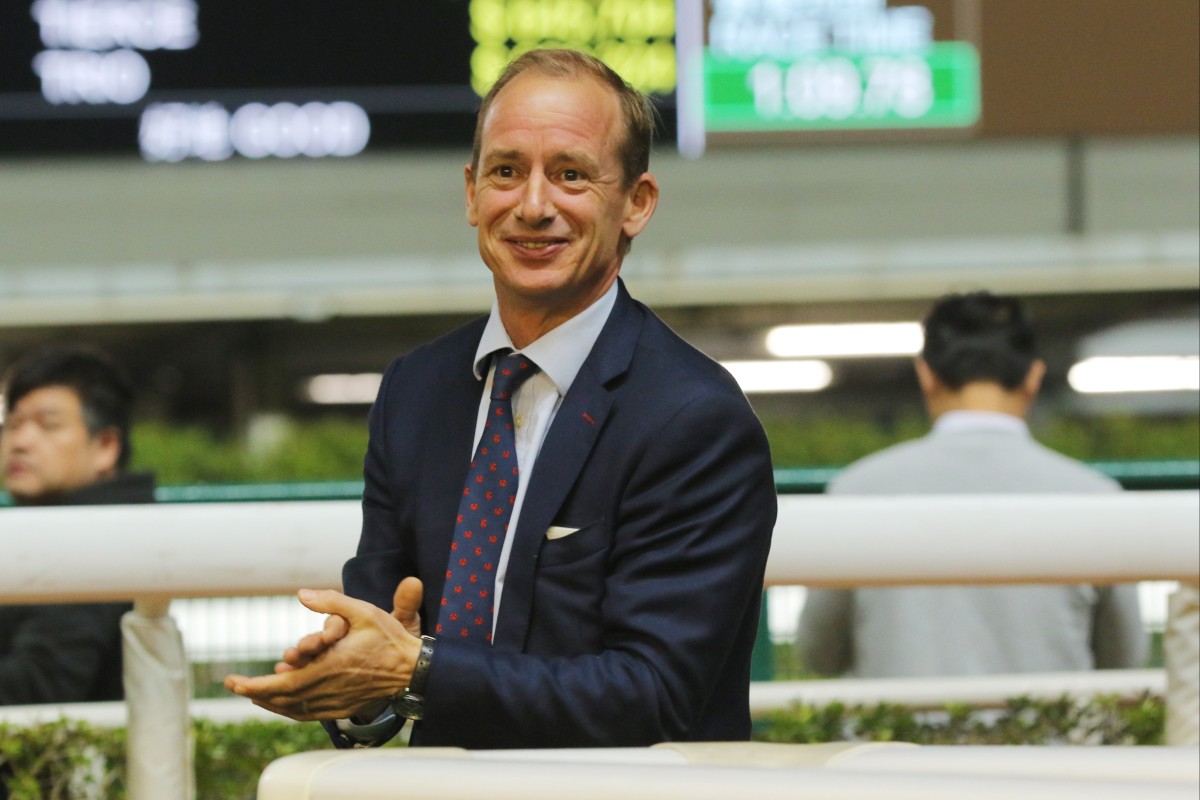 Richard Gibson enjoys a Happy Valley winner. Photos: Kenneth Chan