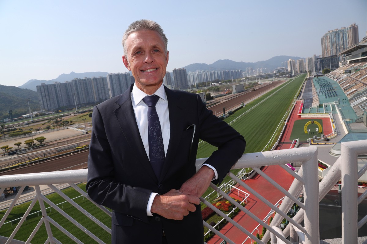 Newly licensed trainer Mark Newnham meets the media at Sha Tin on March 10. Photo: Kenneth Chan