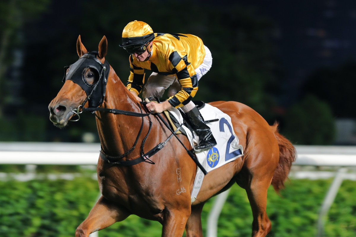 Flying Ace completes Zac Purton’s four-timer and David Hall’s treble at Sha Tin on Sunday. Photo: Kenneth Chan.