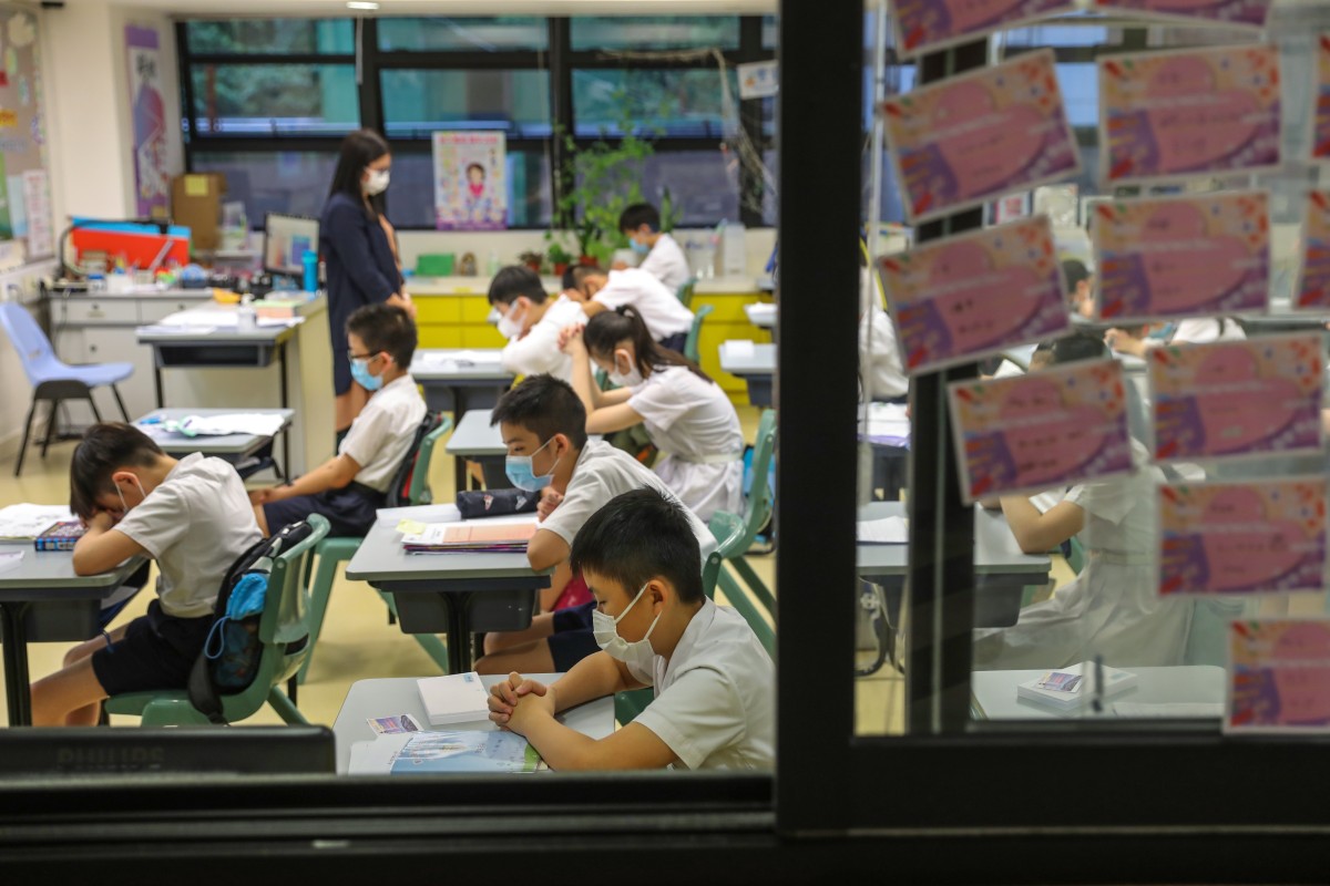 A class at S.K.H. St James’ Primary School in Wan Chai. Central allocation results for school places will be released on July 11. Photo: Nora Tam