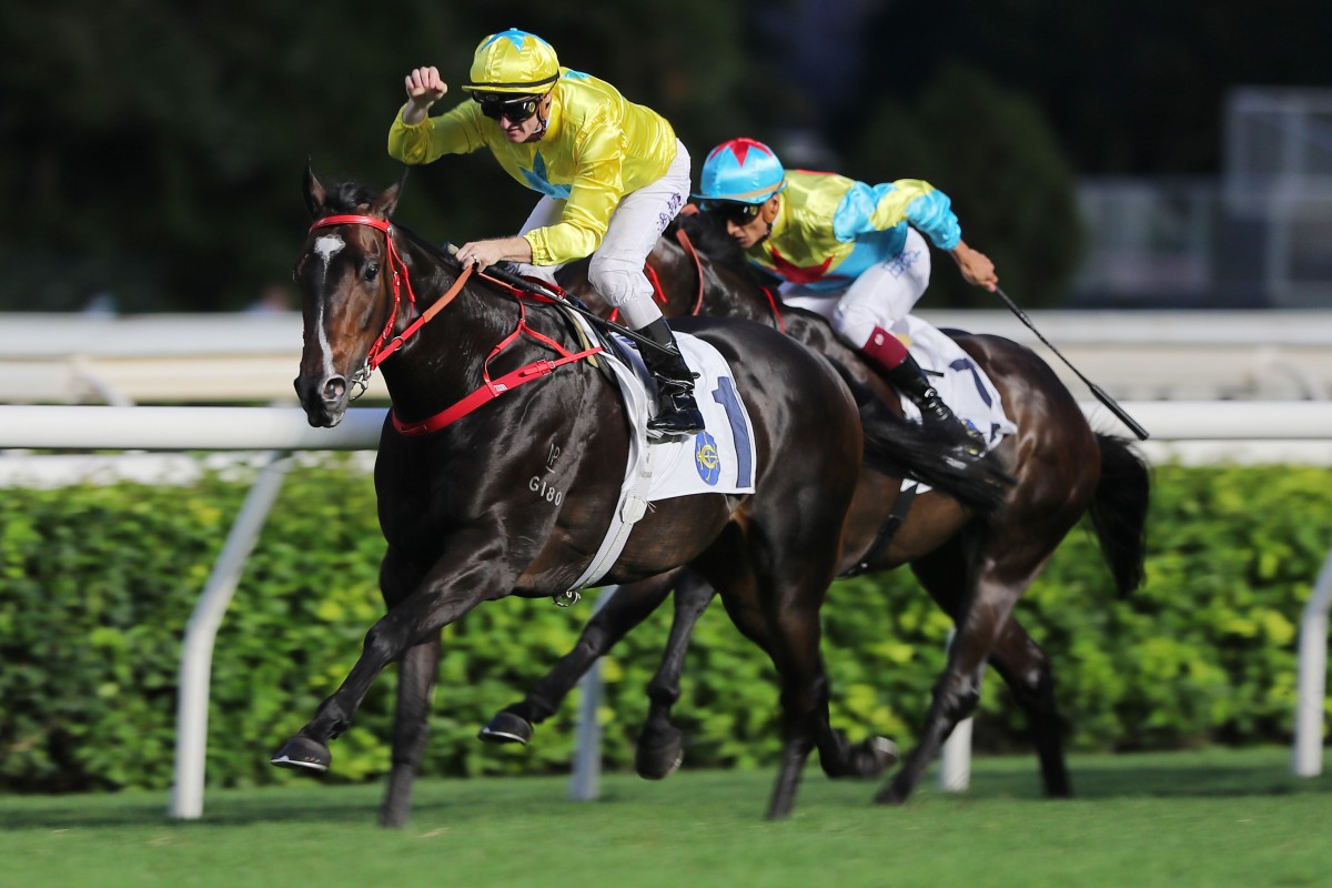 Lucky Sweynesse and Zac Purton win June’s Sha Tin Vase. Photos: Kenneth Chan 