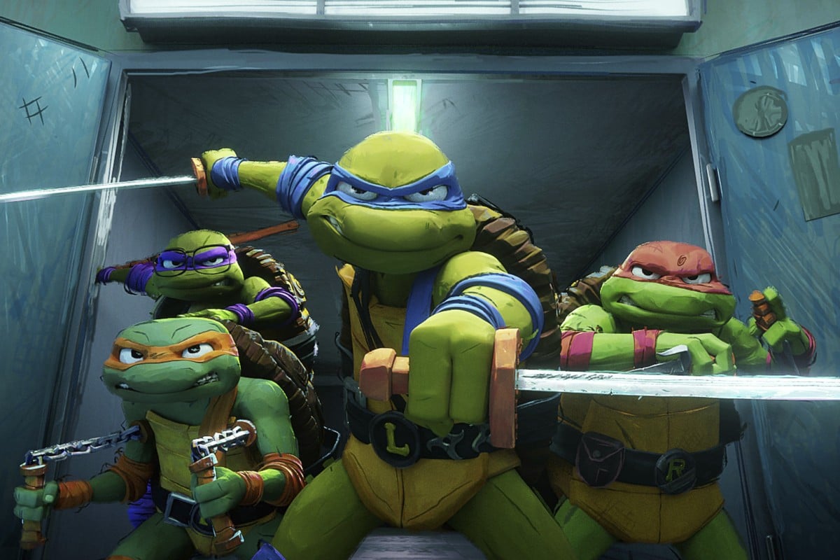 This image released by Paramount Pictures shows Michelangelo, Donatello, Leonardo and Raphael in a still from the new “Teenage Mutant Ninja Turtles” film. Photo: Paramount Pictures via AP