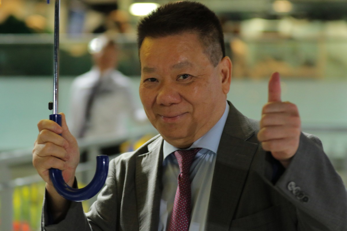 Trainer Manfred Man enjoys a victory last season. Photos: Kenneth Chan.