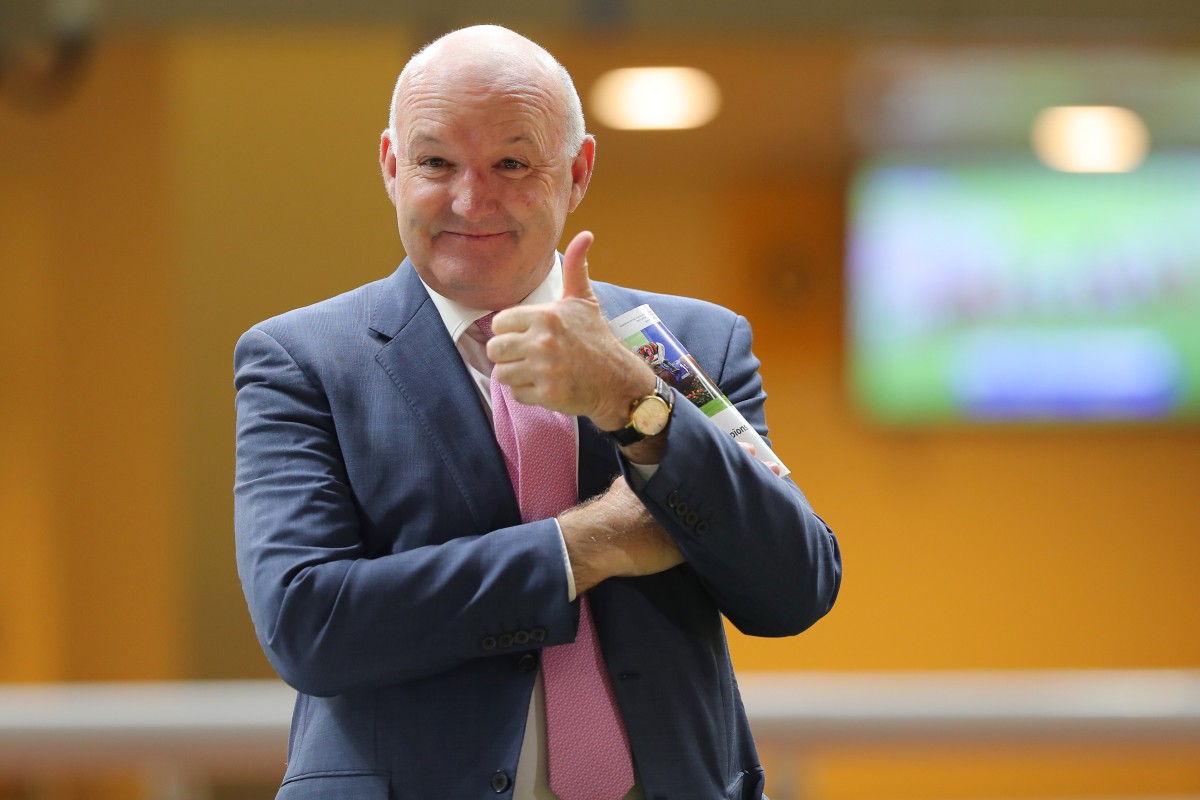 Australian trainer David Hayes celebrates a winner at Happy Valley last season. Photos: Kenneth Chan.