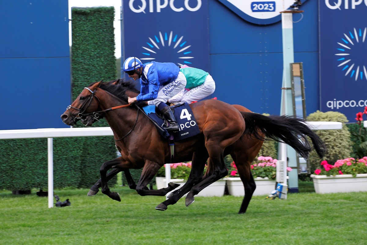 Hukum wins the King George VI and Queen Elizabeth Qipco Stakes at Ascot in July. Photos: Owen Burrows Racing/Steve Davies
