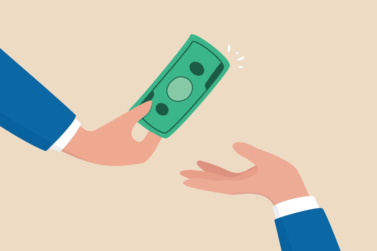 You always to borrow money. Borrow money. giving money hands.