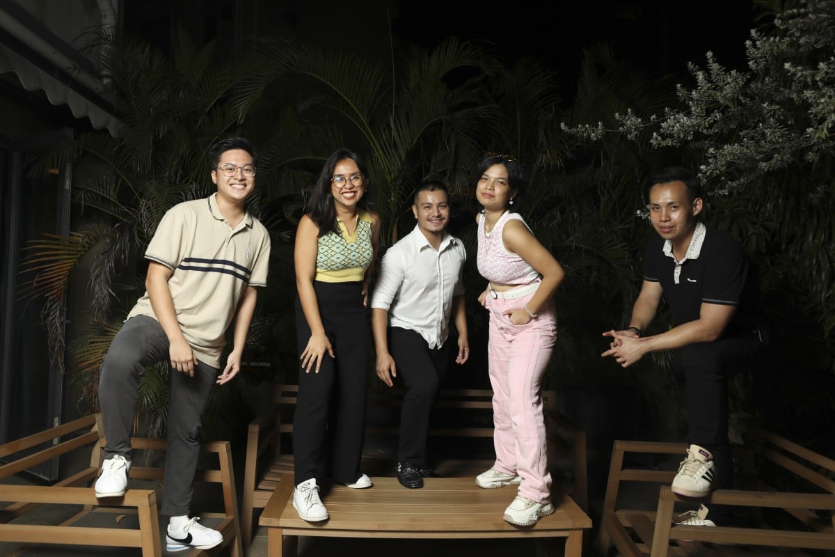 Section Juan members Danniel Jeremy Agot Estabillo (from left), Christine Neil Tejedor Vicera, Ray Yumul, Alexandra Anselmo Sotto, and Stephen Chan. Photo: Xiaomei Chen