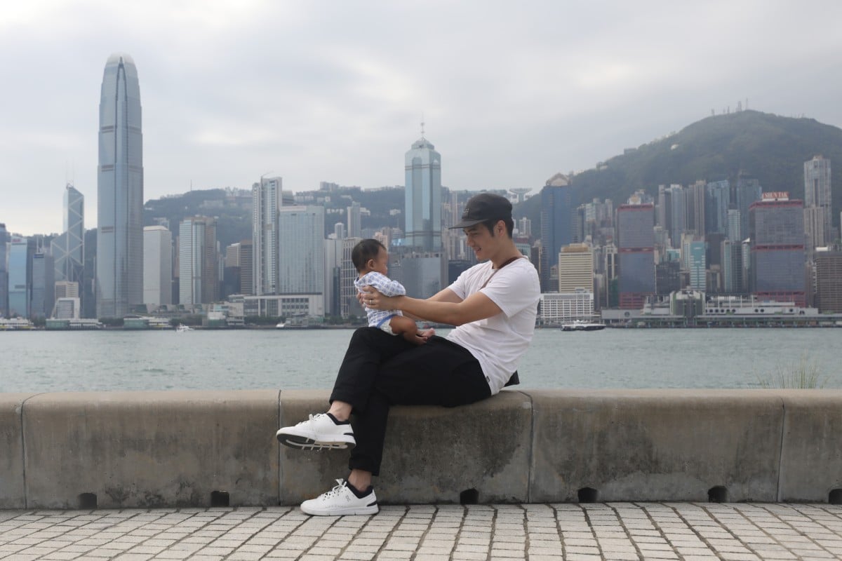 A father with a newborn in West Kowloon. Photo: Xiaomei Chen