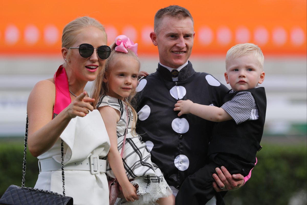 Nicole Purton, Roxy Purton, Zac Purton and Cash Purton celebrate Beauty Generation’s 2019 Group One Champions Mile win at Sha Tin. Photos: Kenneth Chan