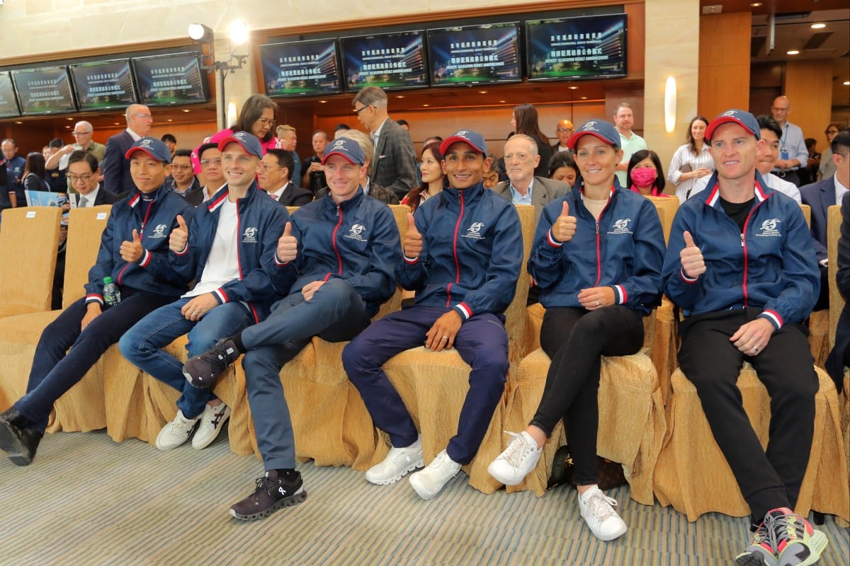 Monday morning’s International Jockeys’ Championship draw gets the thumbs up from the riders. Photos: Kenneth Chan