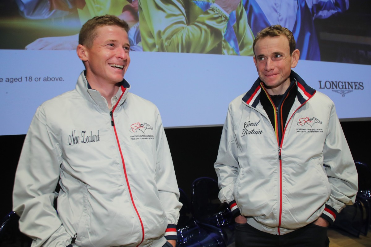 James McDonald and Ryan Moore attend the Longines International Jockeys’ Championship media event. Photos: Kenneth Chan