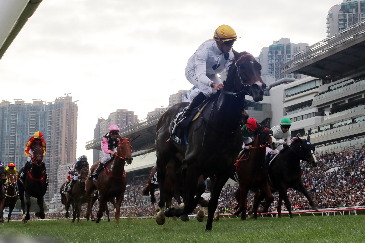 Golden Sixty under Vincent Ho wins his third Group One Hong Kong Mile at Sha Tin. Photo: Kenneth Chan.
