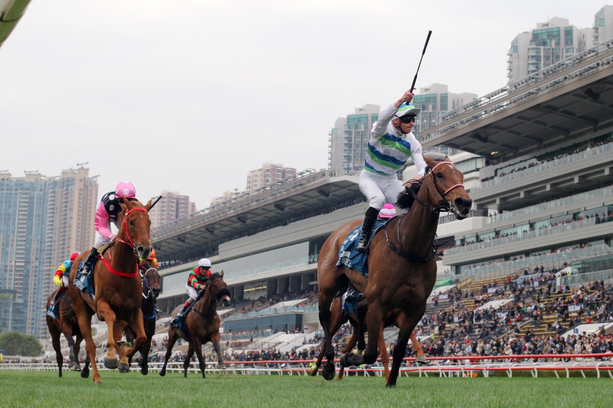 Voyage Bubble wins Sunday’s Stewards’ Cup at Sha Tin. Photos: Kenneth Chan