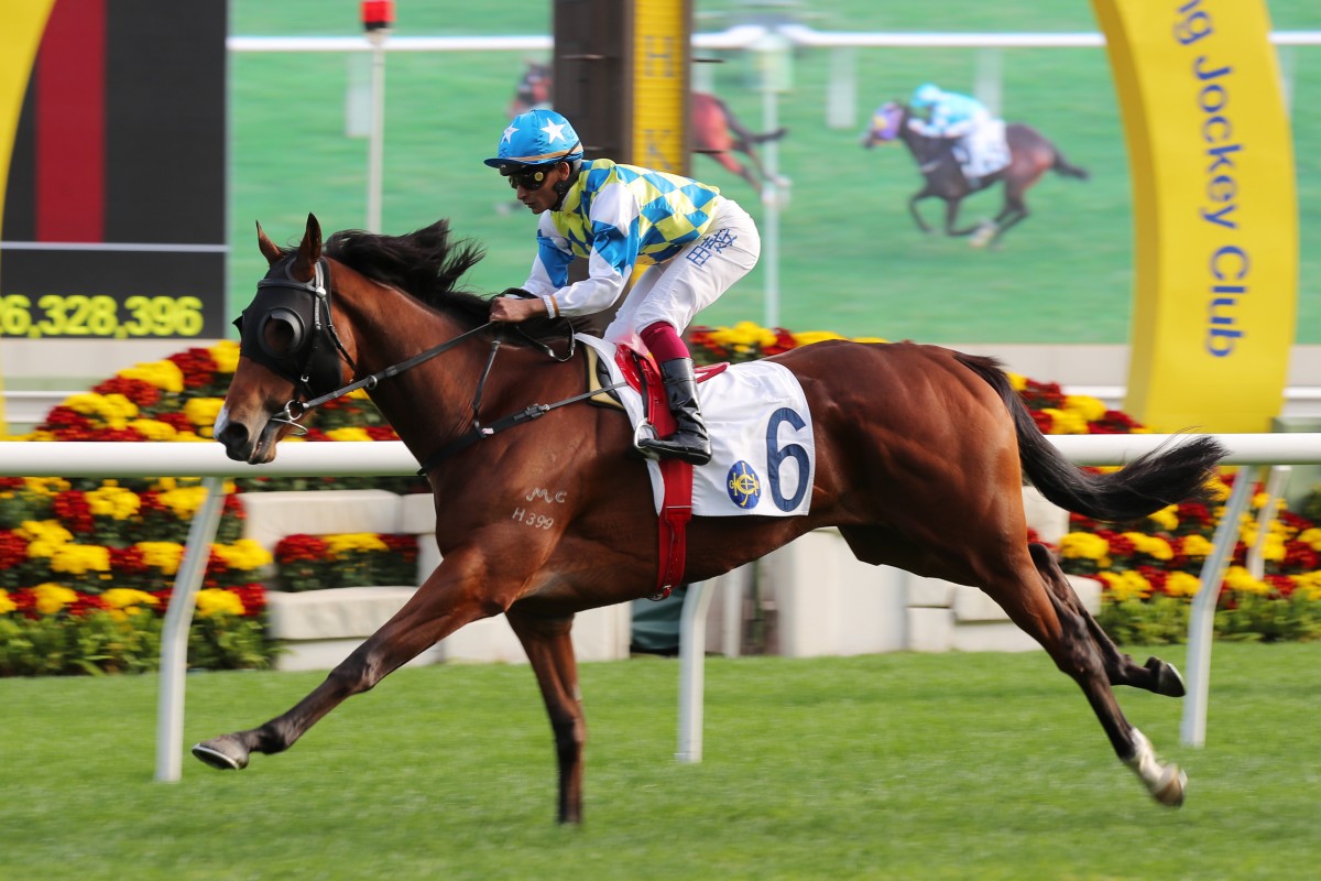 Galaxy Patch takes out the Class Two Pok Oi Cup (1,200m) at Sha Tin last month. Photo: Kenneth Chan