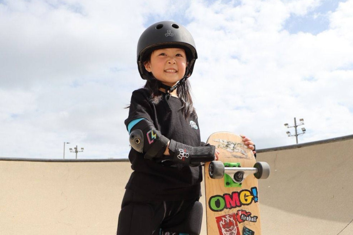 Felicity Leung may only be in kindergarten, but she is already on her way to becoming a skateboarding sensation. Photo: Handout