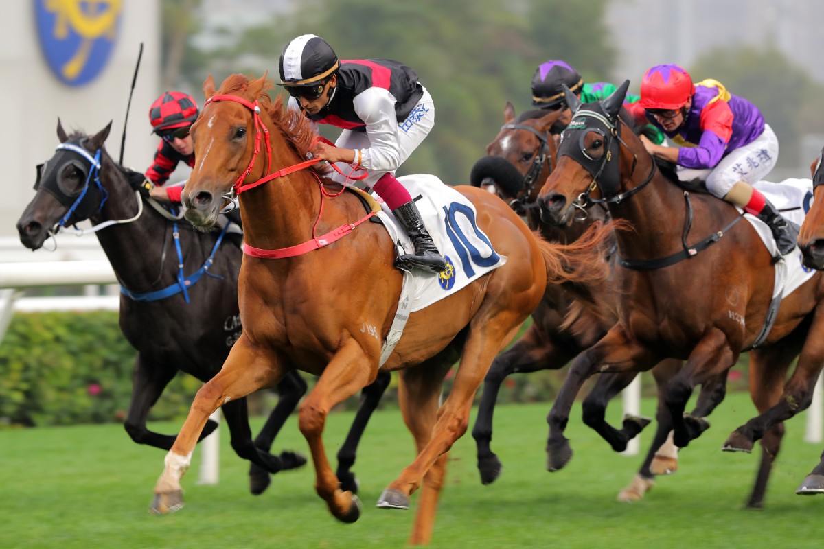 Young Champion cruises to victory for jockey Karis Teetan. Photos: Kenneth Chan
