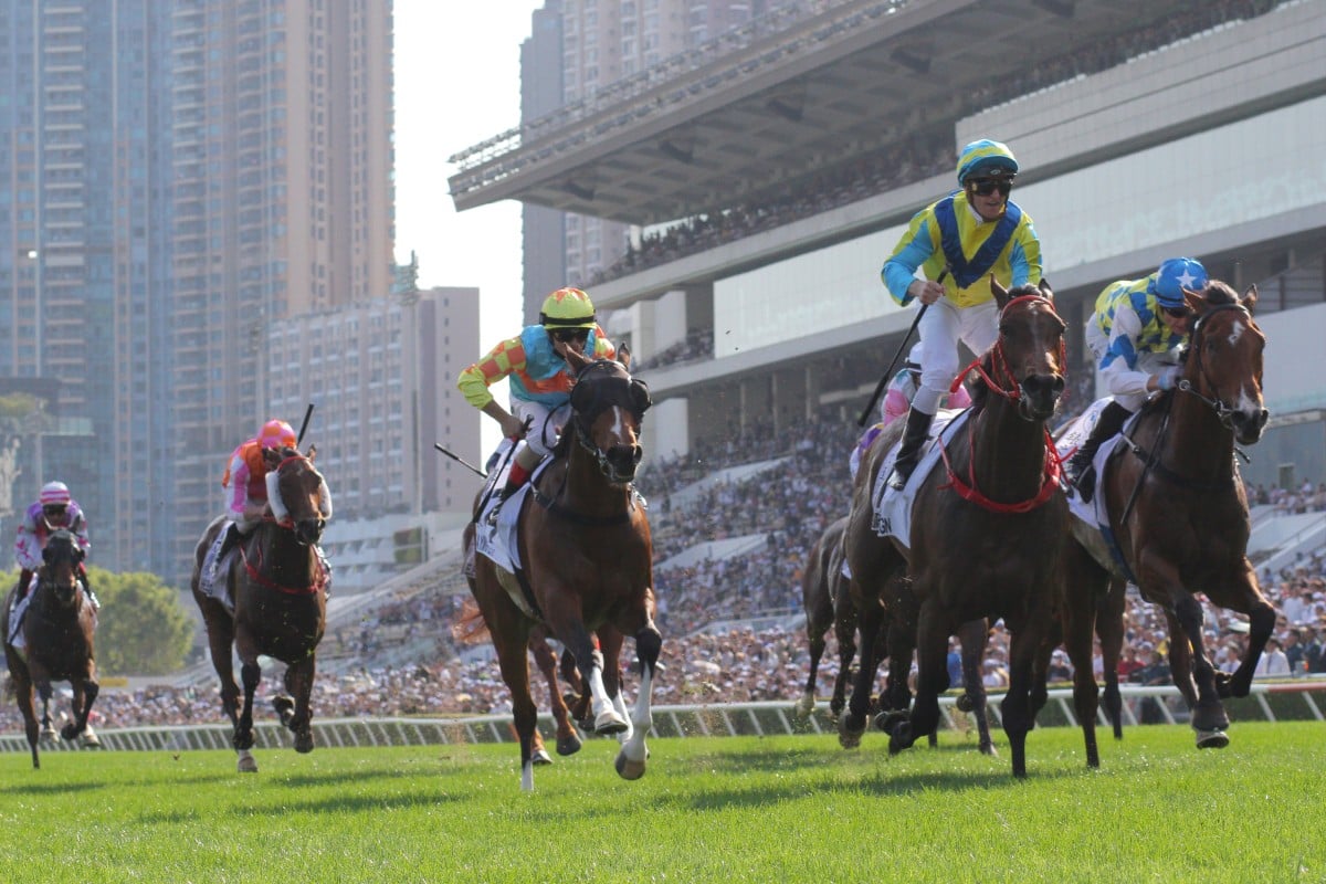 Massive Sovereign cops a 25-point ratings penalty for his Hong Kong Derby win under Zac Purton. Photos: Kenneth Chan.
