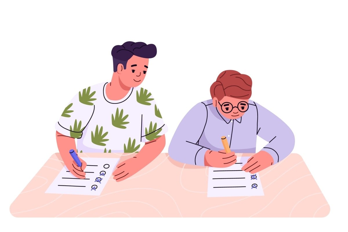 It’s not fair for your friend to copy your work, and it could get you into trouble. Photo: Shutterstock