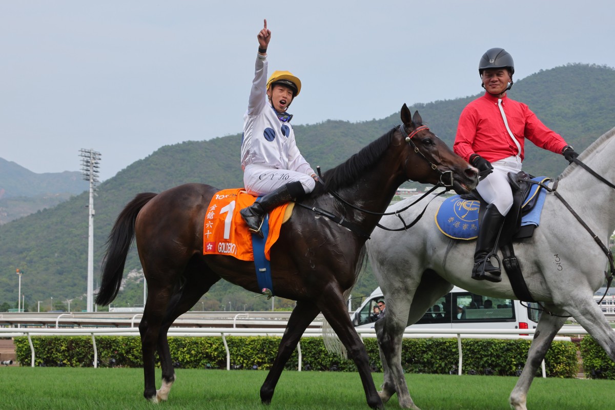 Vincent Ho celebrates Golden Sixty’s Champions Mile win last year. Photos: Kenneth Chan