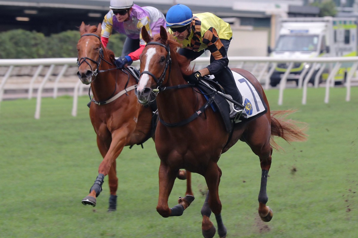 Hugh Bowman guides Magic Control to victory in a Happy Valley trial. Photos: Kenneth Chan