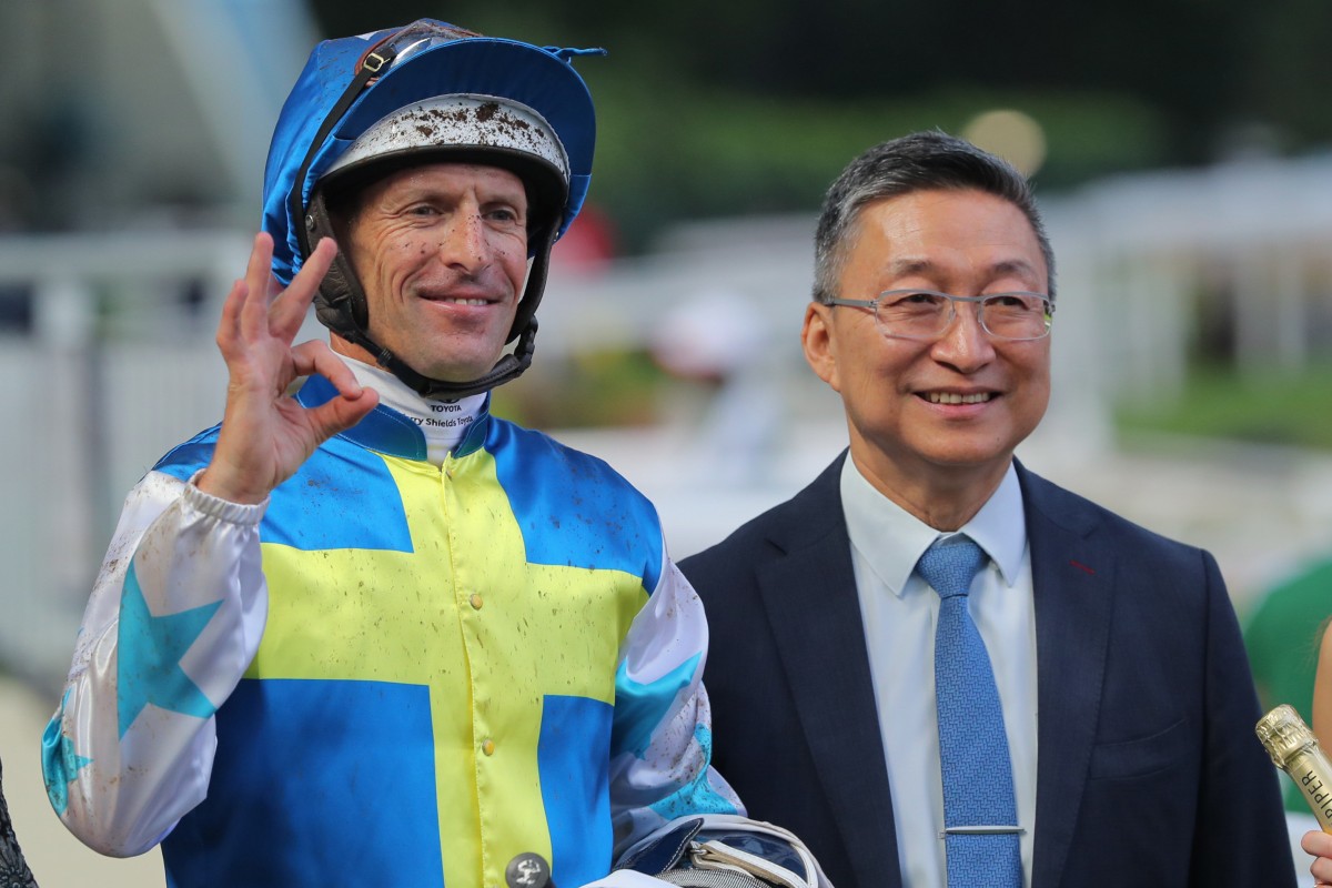 Francis Lui (right) teams up again with Hugh Bowman and Patch Of Theta at Sha Tin on Saturday. Photos: Kenneth Chan