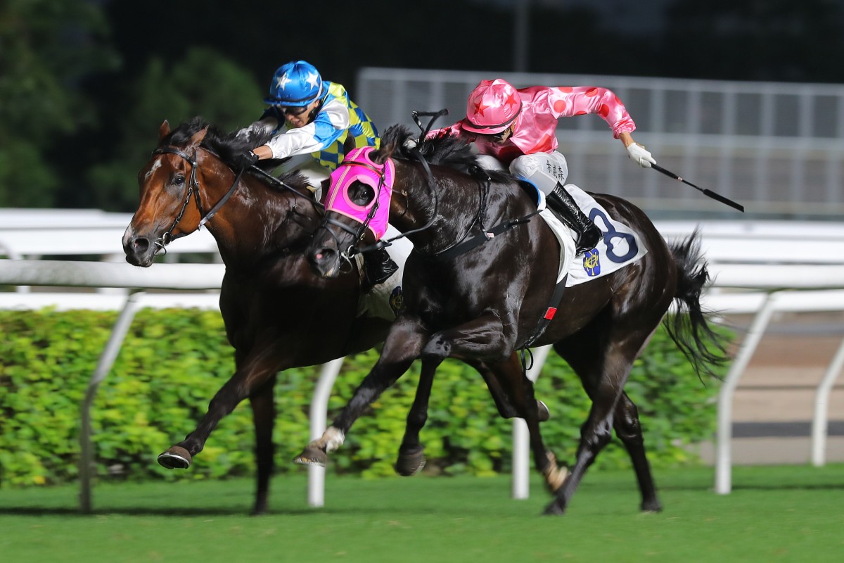 Vincent Ho lifts Galaxy Patch (left) to a narrow Lion Rock Trophy win over Chancheng Glory. Photos: Kenneth Chan