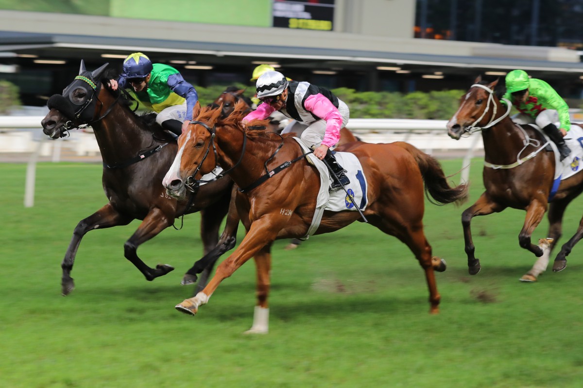 Beauty Waves wins at Happy Valley on April 24 under Zac Purton. Photos: Kenneth Chan