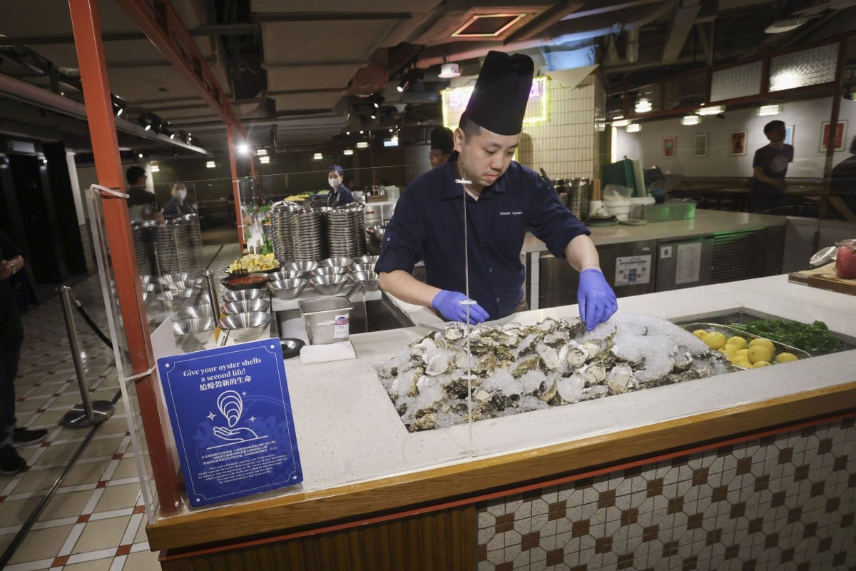 After diners at Eaton HK finish their oysters, the shells are cleaned and sent to be turned into cement. Photo: Jonathan Wong