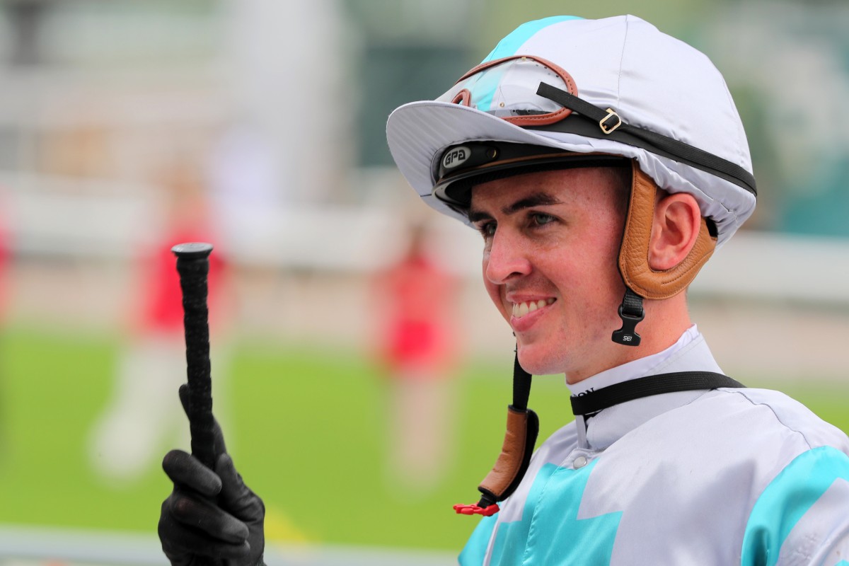 Ben Thompson enjoys his win aboard Daily Trophy at Sha Tin on Saturday. Photos: Kenneth Chan