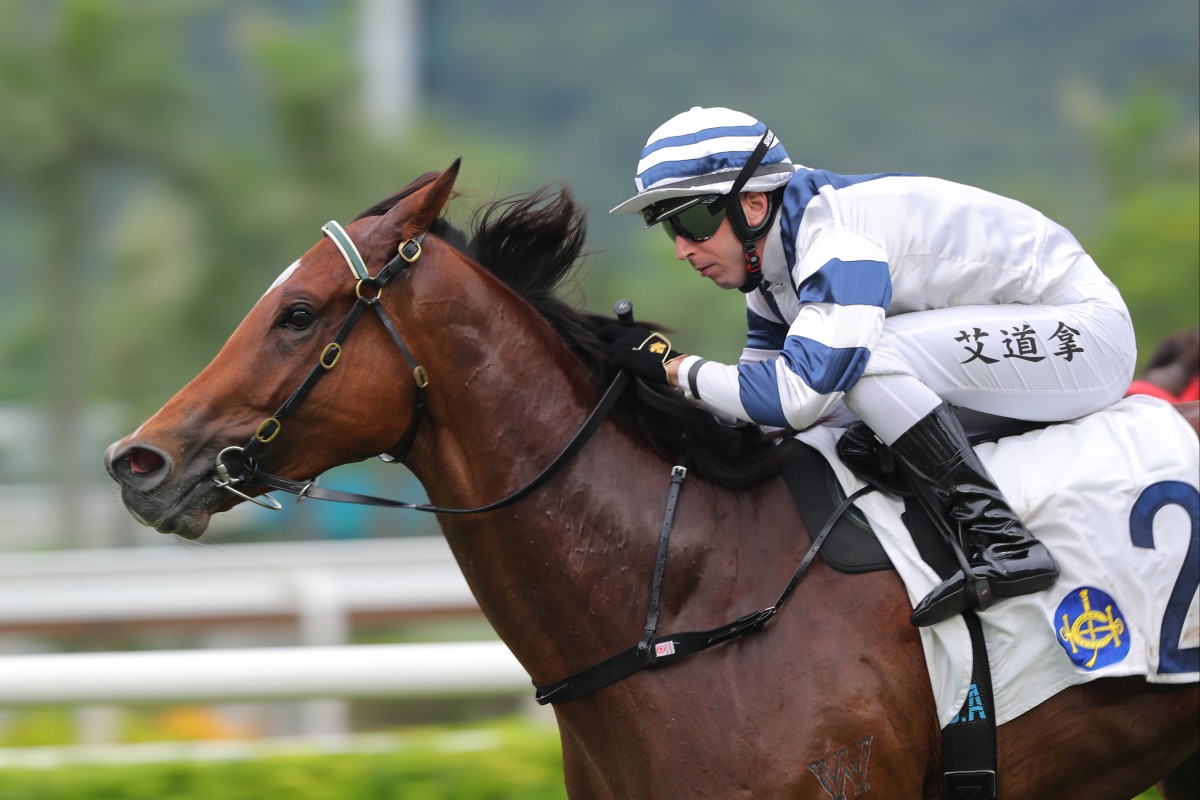 Rubylot flies home under Brenton Avdulla at Sha Tin on Saturday. Photos: Kenneth Chan
