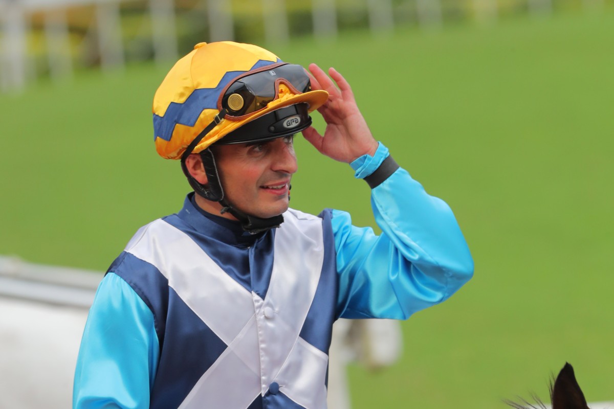 Andrea Atzeni enjoys a recent winner at Sha Tin. Photo: Kenneth Chan