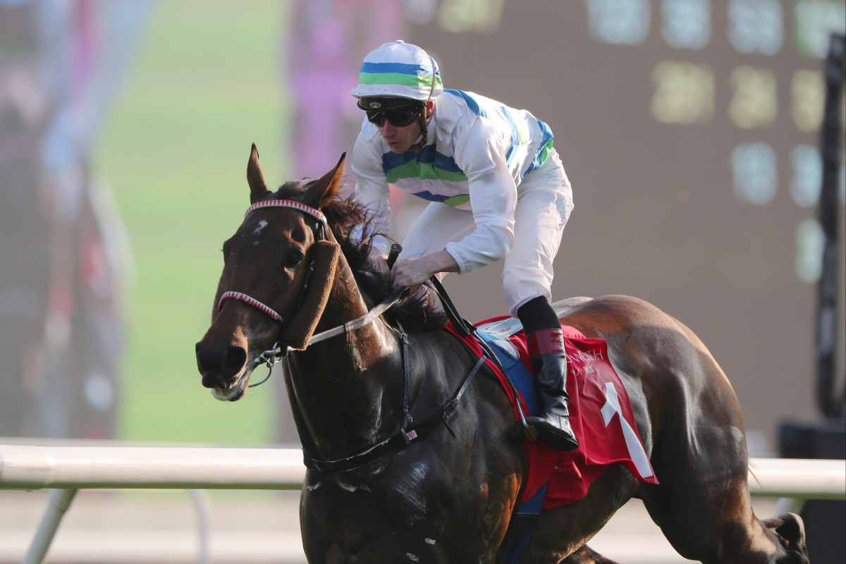 Voyage Bubble takes out the Group Two BOCHK Private Wealth Jockey Club Mile under James McDonald. Photos: Kenneth Chan