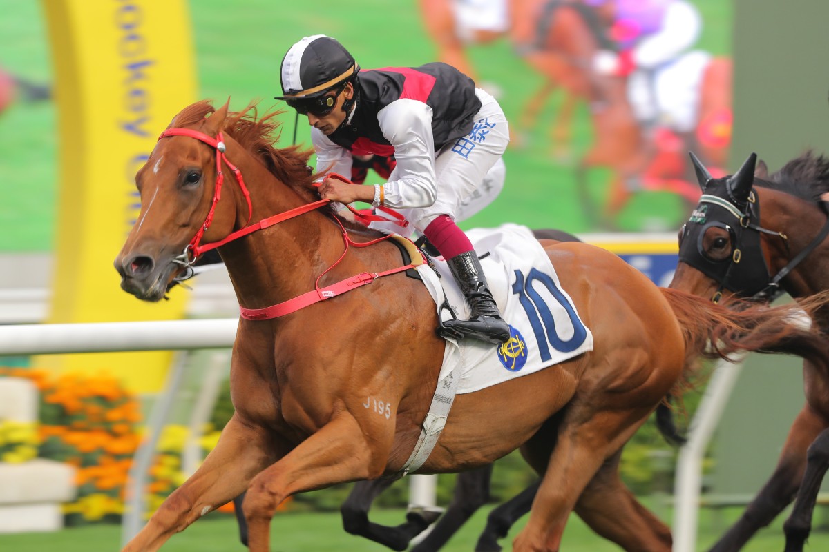 Young Champion powers to victory under Karis Teetan in March. Photos: Kenneth Chan