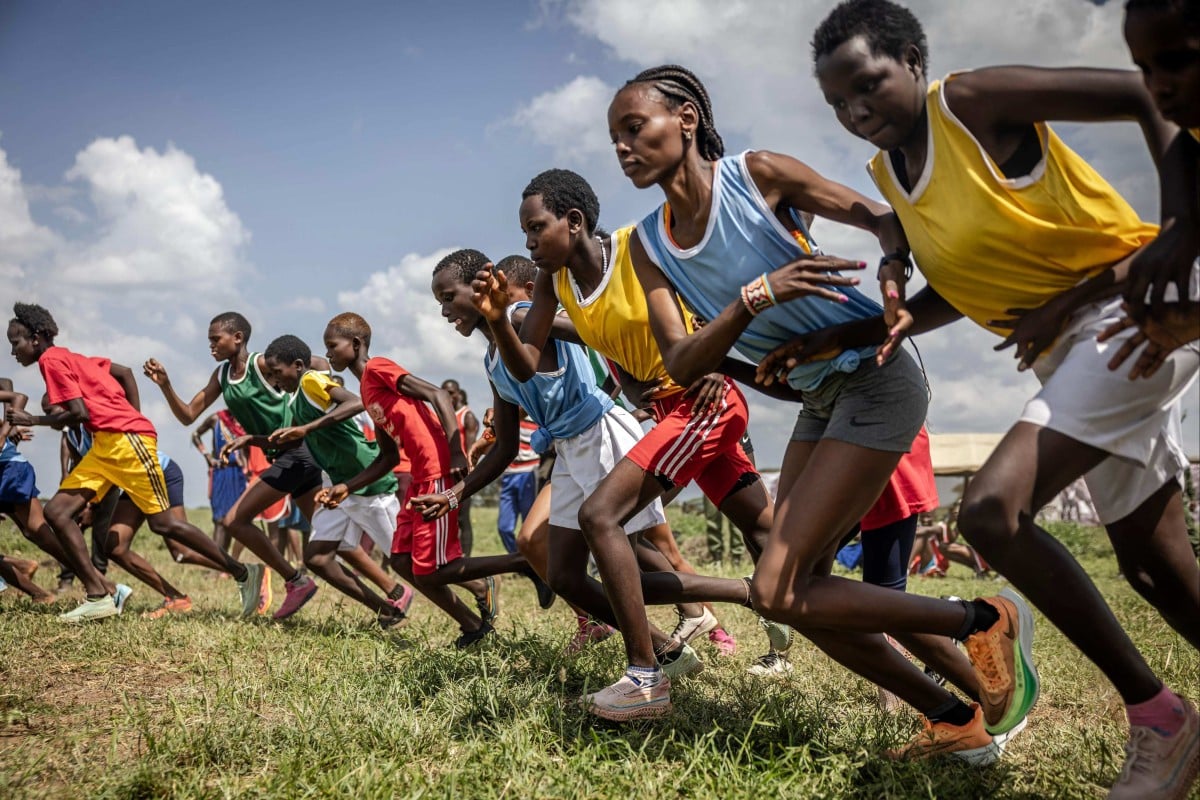 Athletes compete in the women’s 1500m race during the Maasai Olympics 2024 in Kimana, Kenya. Photo: AFP