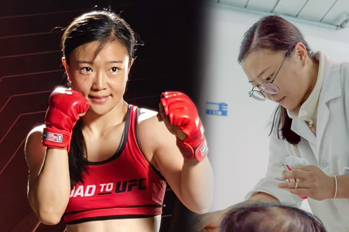 A Chinese MMA champion has gained viral fame because of her day job as a TCM practitioner. Photo: SCMP composite/Douyin