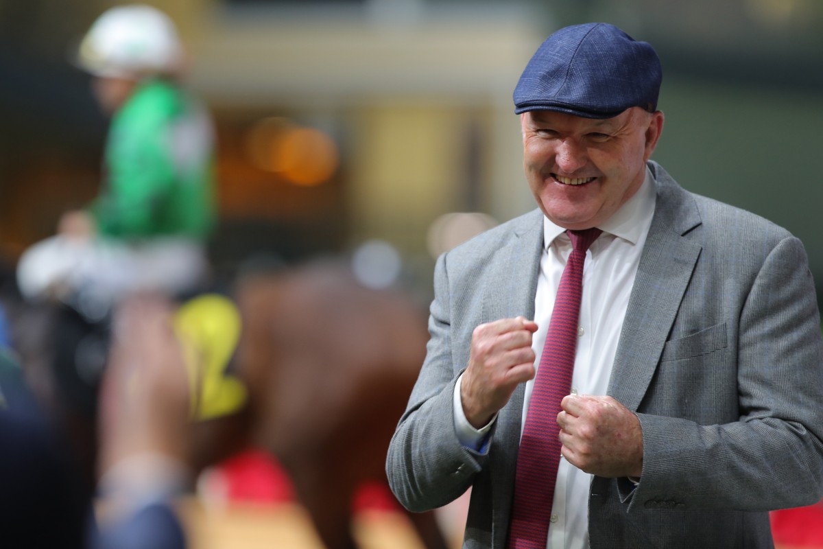 David Hayes enjoys a recent Youth Power win at Happy Valley. Photos: Kenneth Chan